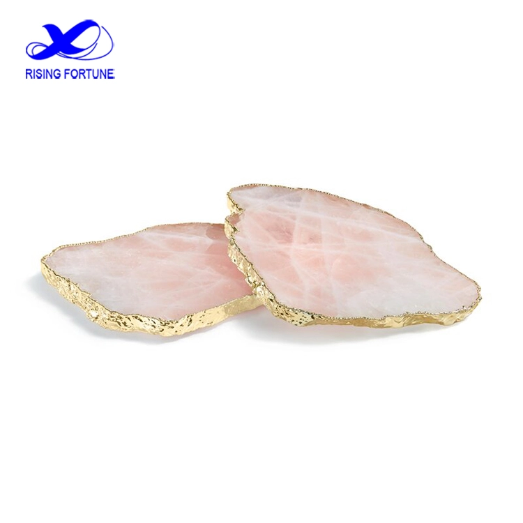 Natural Pink Crystal Coffee Wine Coaster For Drinks