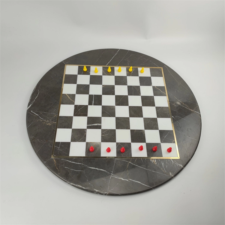 Round Black Marble Chess Set