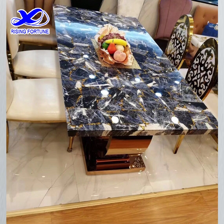 Semi-precious gemstone inlay dining table tops furniture
