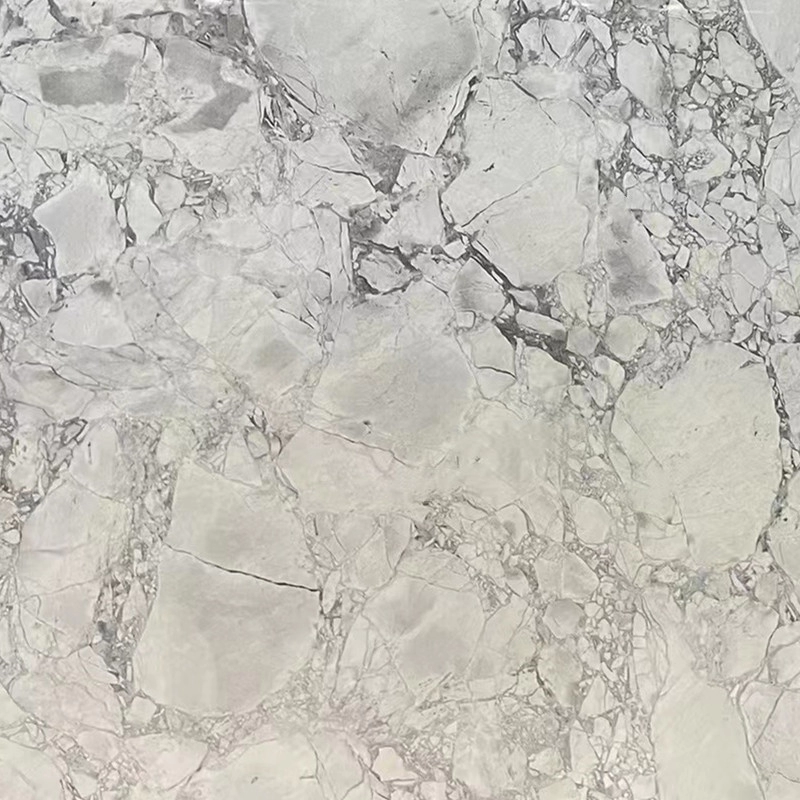 Coarse Grained Grey Marble Bookmatched Polished Big Slabs