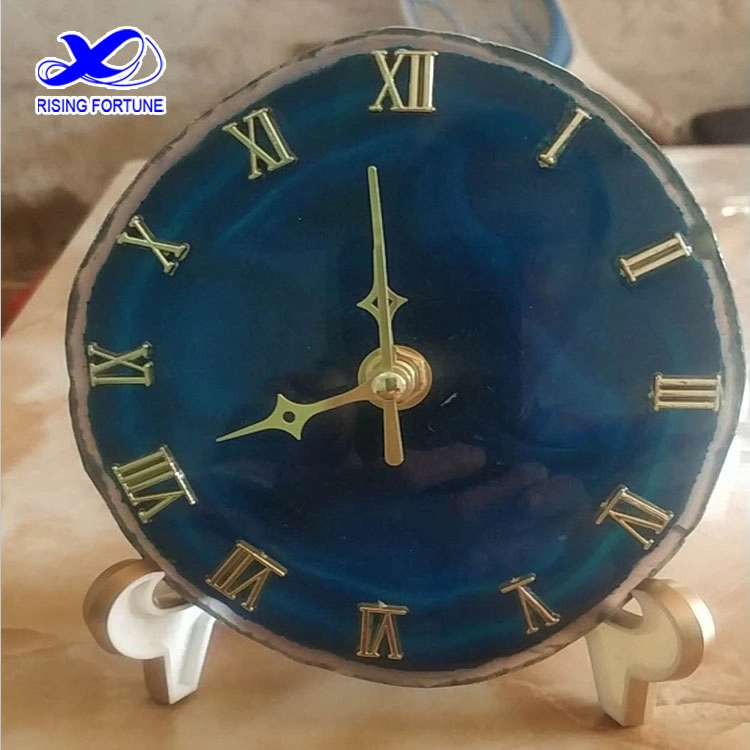 Decorative blue agate stone desk clock