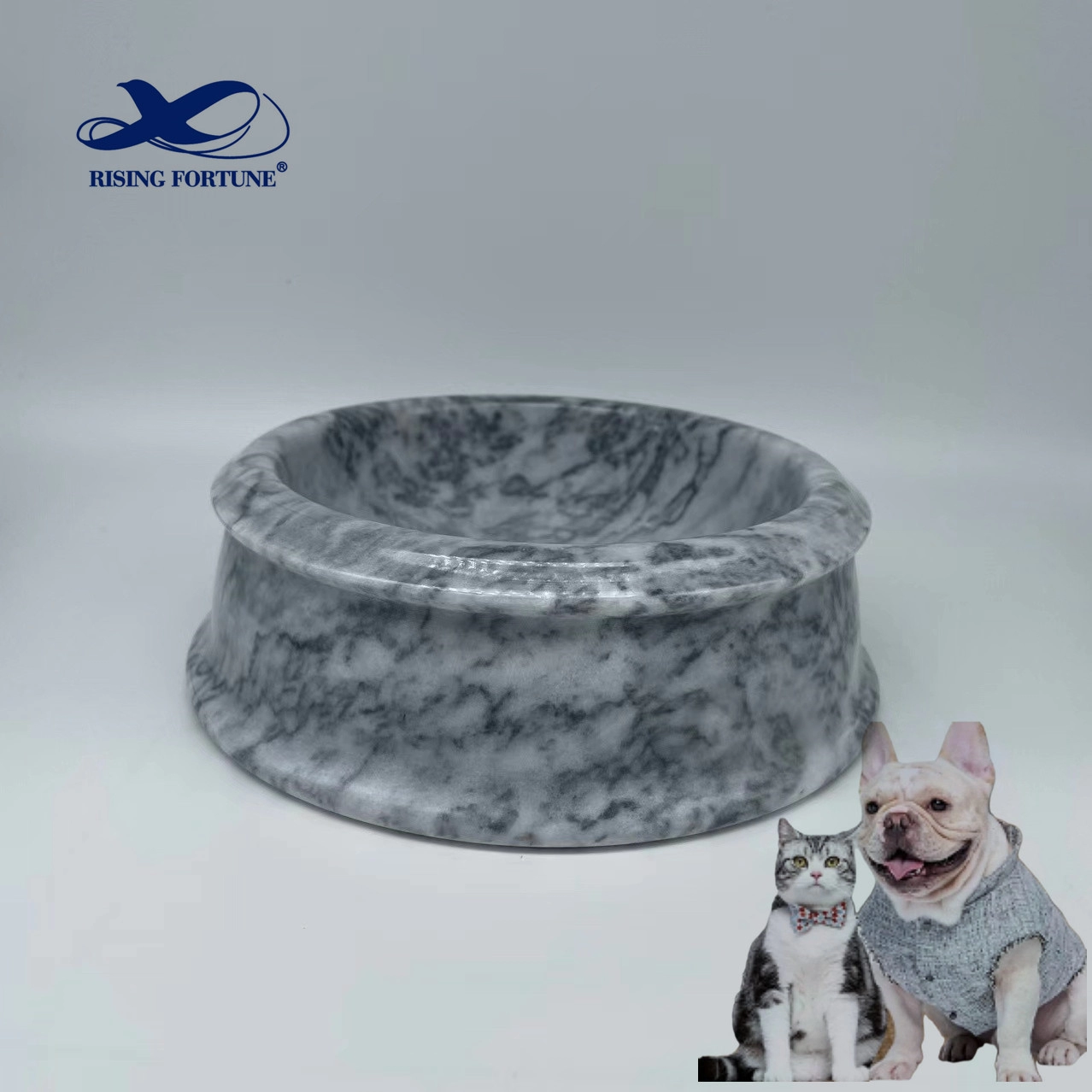 Polished Marble Food/Water Pet Bowl for Cats and Dogs