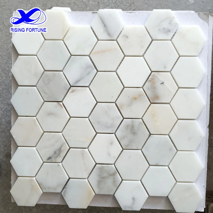 Hexagon white marble mosaic tile