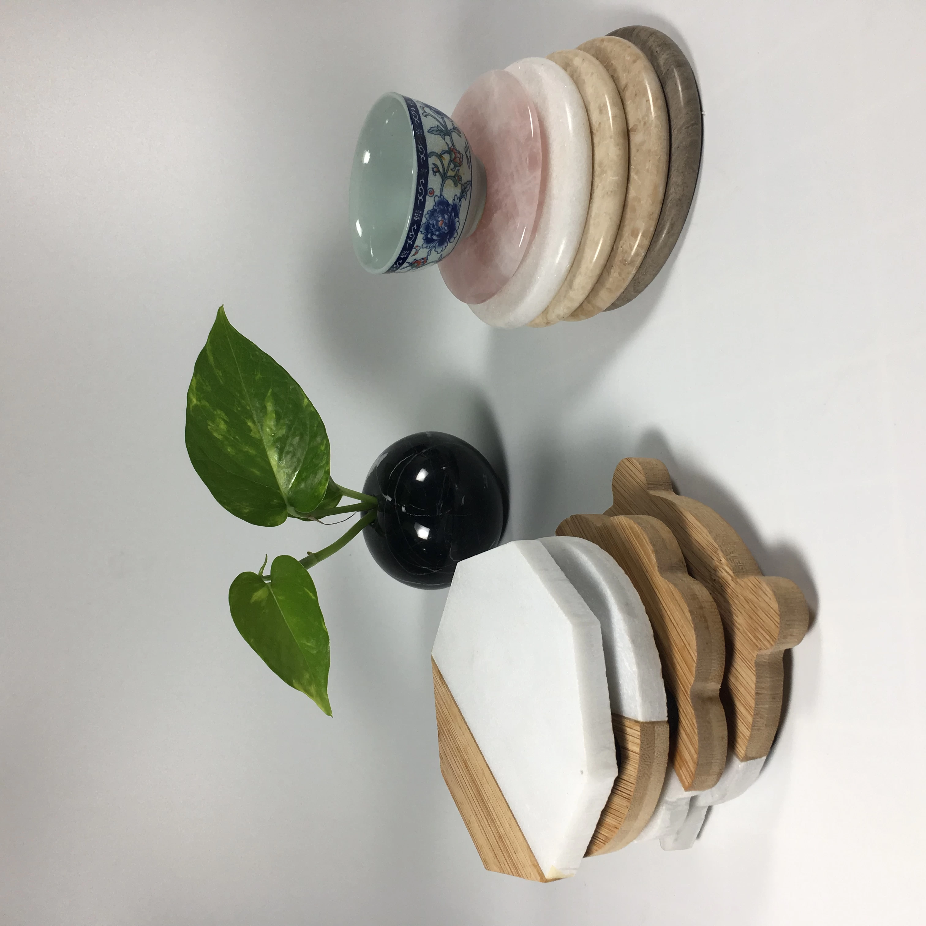 Marble and wood coasters for drink