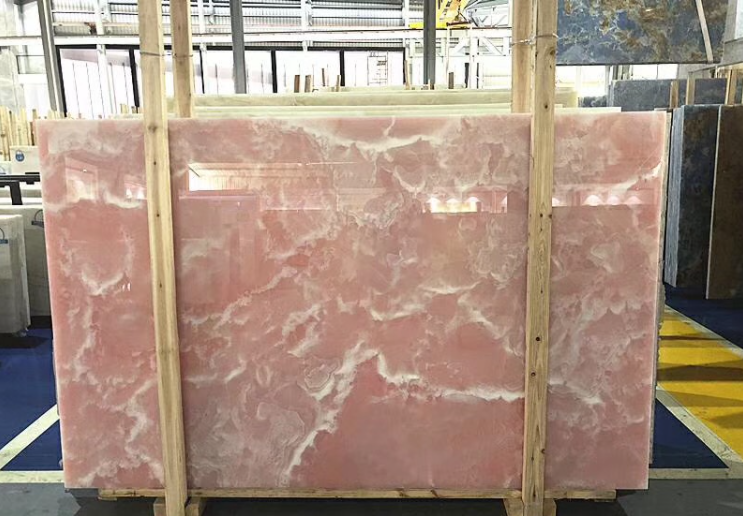 luxurious freestanding solid stone pink onyx