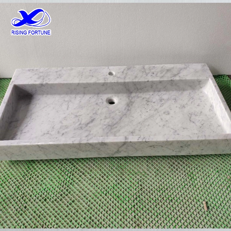Custom Carrara marble vanity top with sink