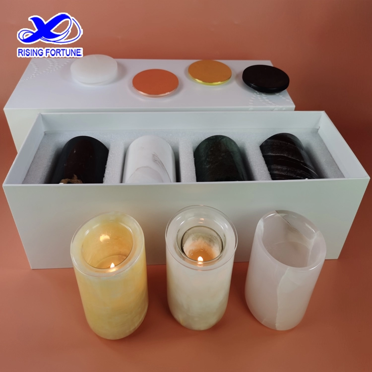 Gift box packaging luxury candle holders with lid and glass insert