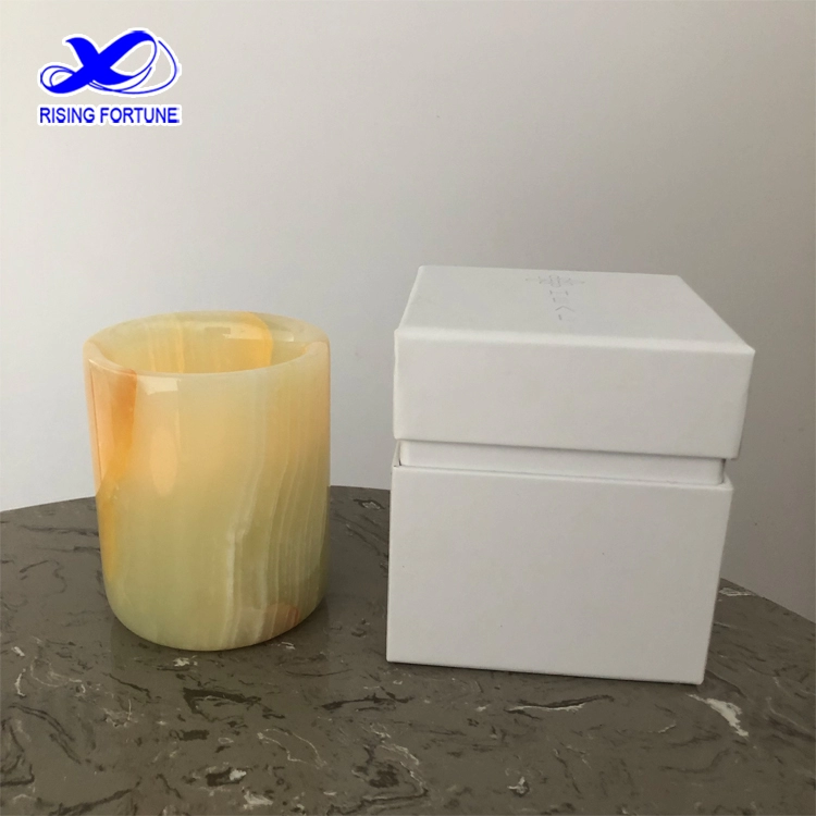 Decorative Luxury Onyx Candle jar with Gold Metal Lid Soy Wax Candles Scented Candles