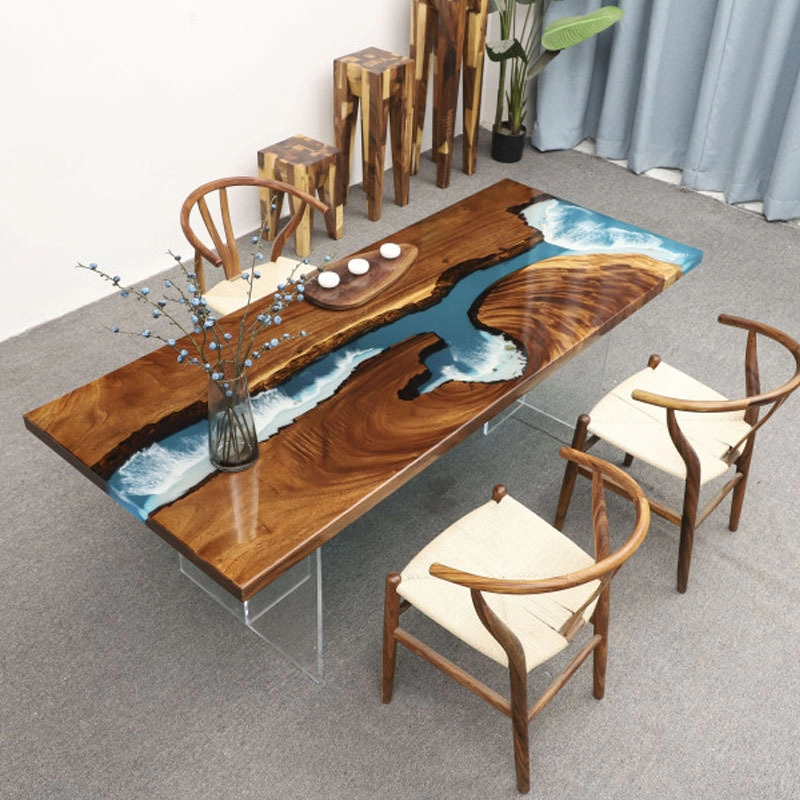 Luxury Live Edge Wood Slabs Epoxy Resin River Dining Tables
