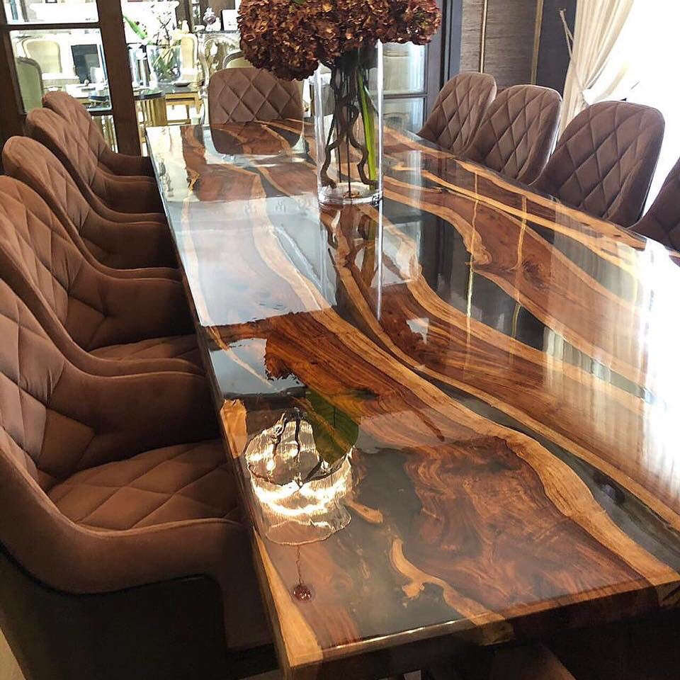 epoxy resin dining river table