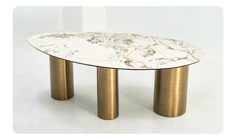 round matt sintered stone dining table