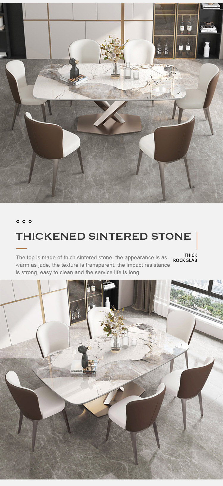 sintered stone and wood dining table
