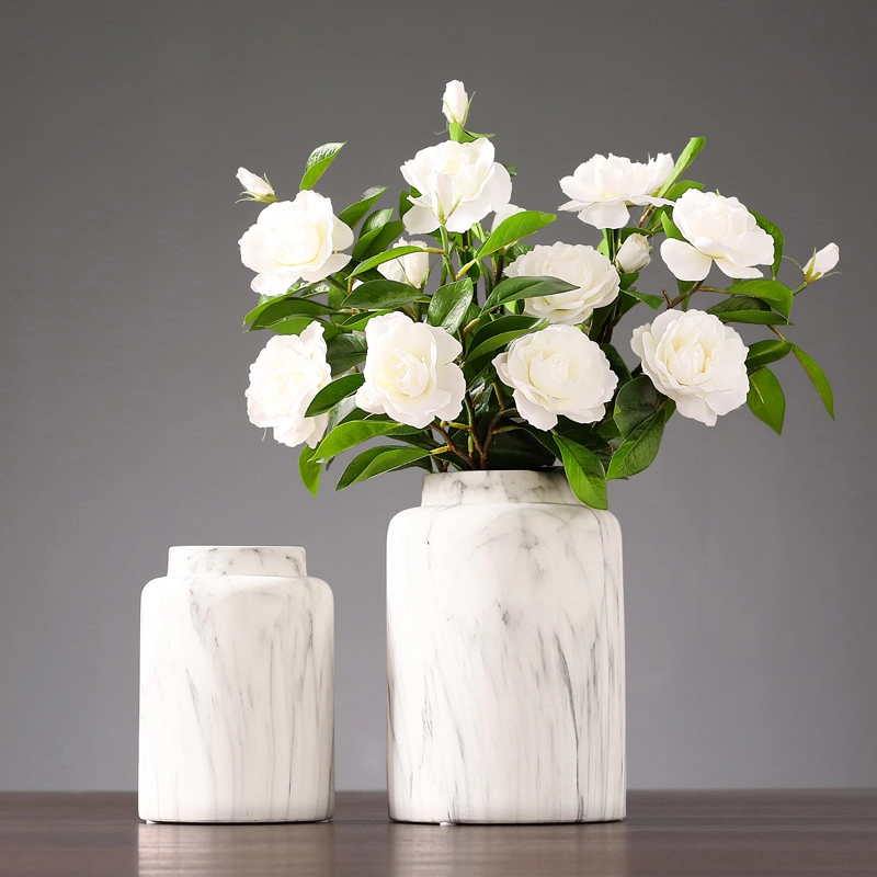 European-style Luxury Marble Ceramic Vase Decoration Combination Vase