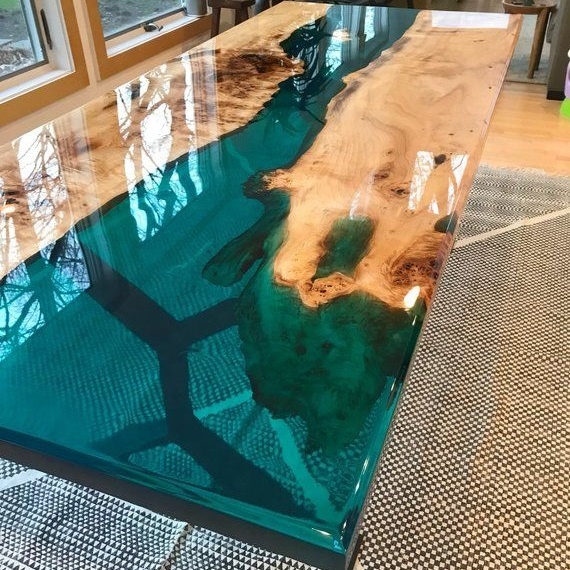 epoxy gold dining table