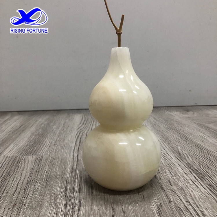 Natural White Ground Onyx Stone Flower Vase