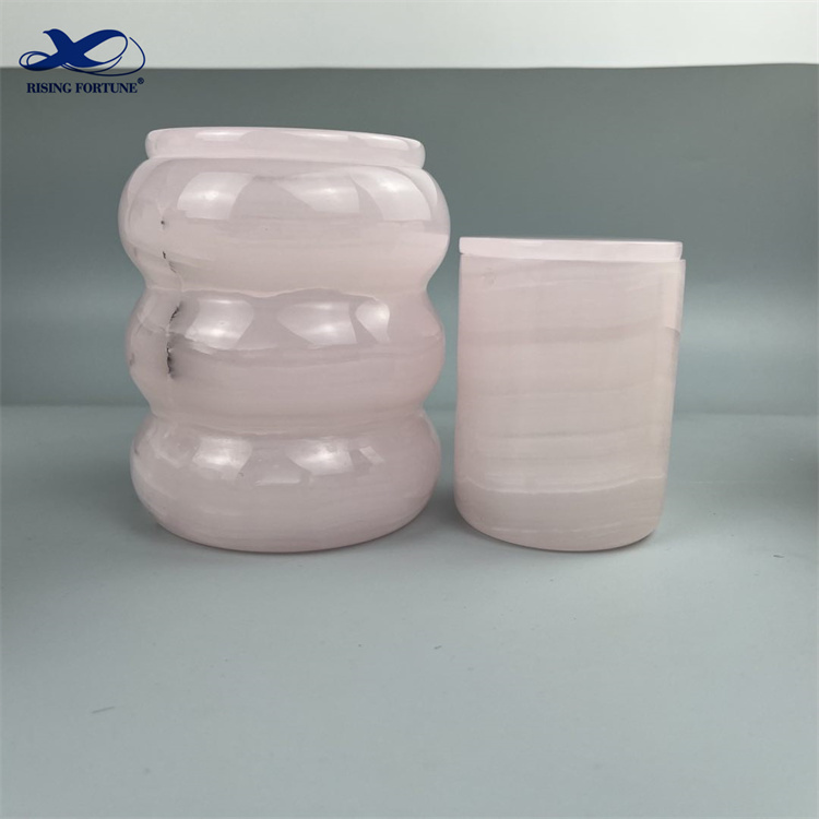  pink onyx stone candle jar