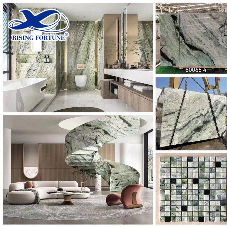 Trendy Green Marble Raggio Verde Marble for Bathroom Interior Decoration