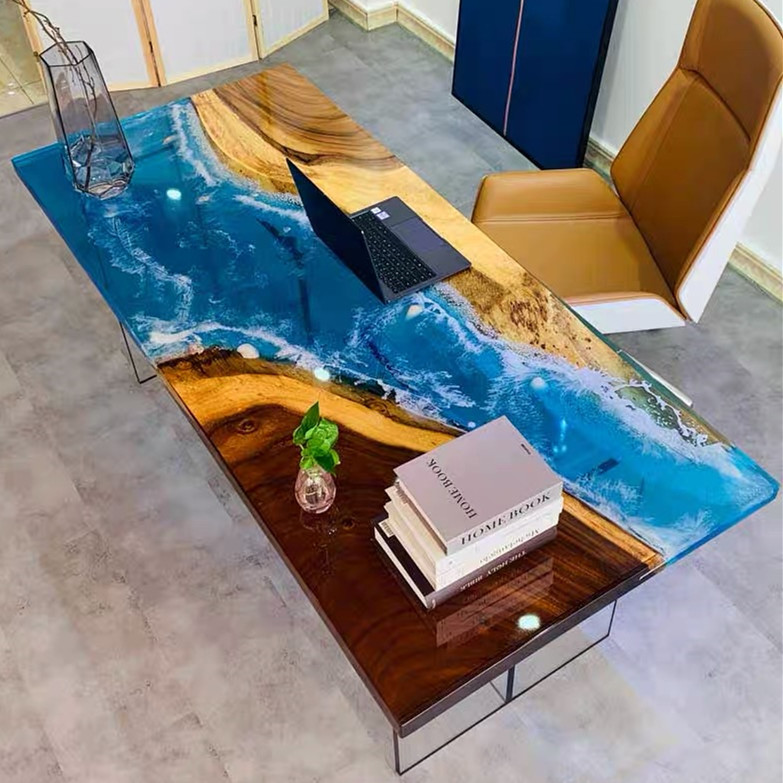 giold and silver epoxy dining table