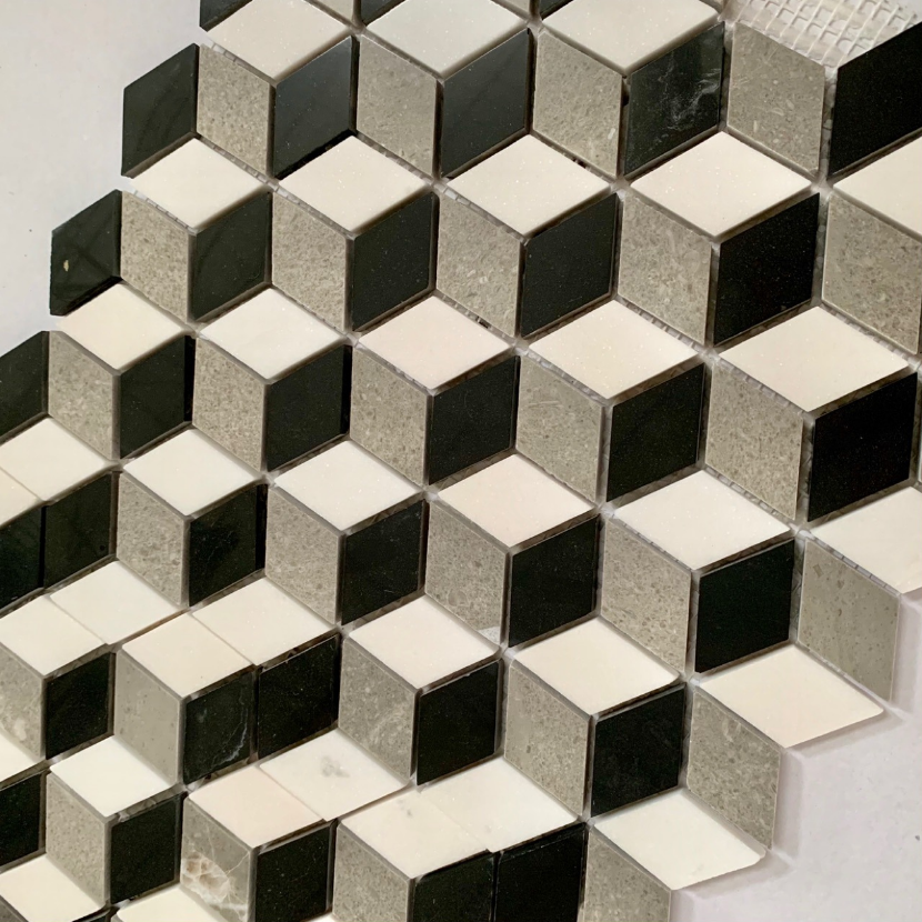 black and white marble mosaic