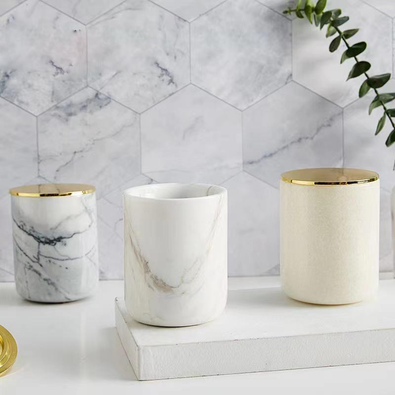  marble effect candle jars with lids