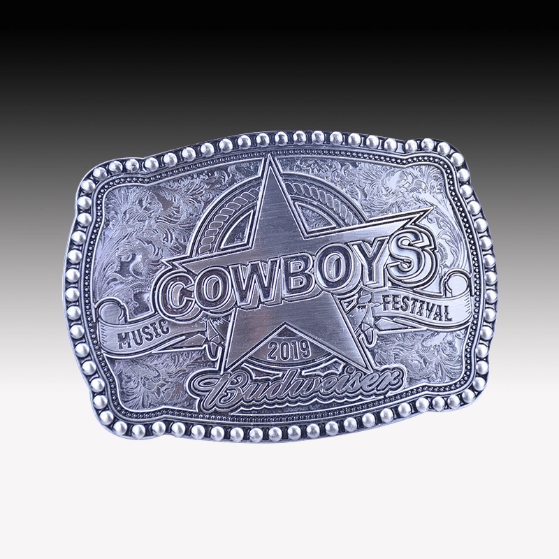 Custom fashion logo silver cow boy mens belt buckle