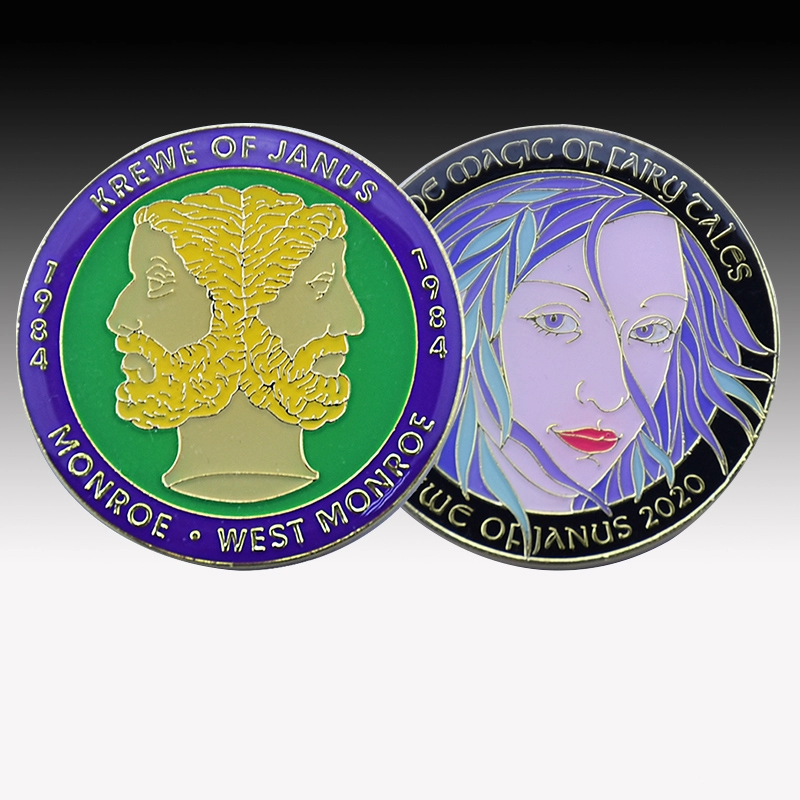 Custom soft enamel character with epoxy challenge coin