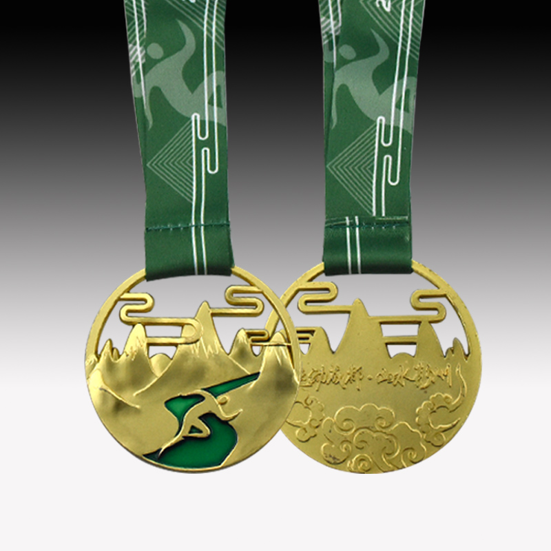 Personalised 3d mountain metal transparent color marathon medal