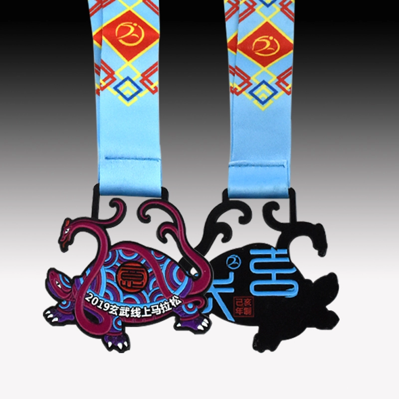 Manufacturer custom double size and uv printing ribbons marathon medal