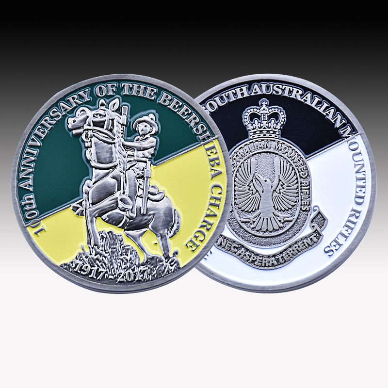Custom 3d metal 100th years zinc alloy antique silver soft enamel challenge coin