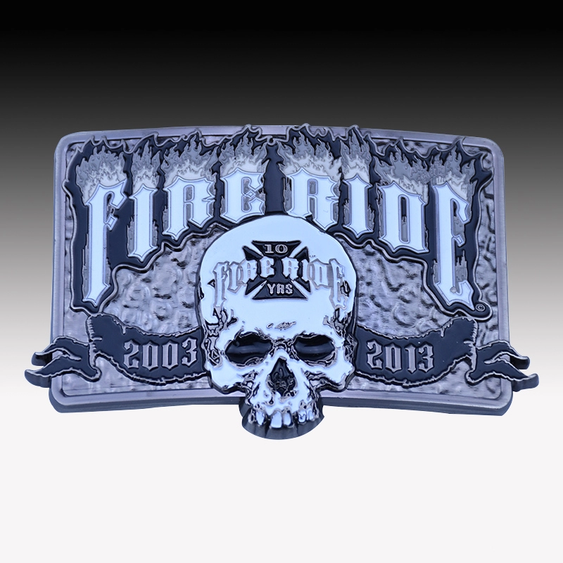 Custom skull fire logo belt buckle