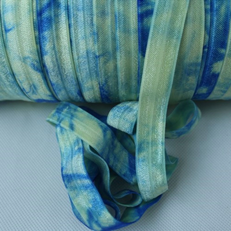 15mm wide tie dye fold over elastic ribbon