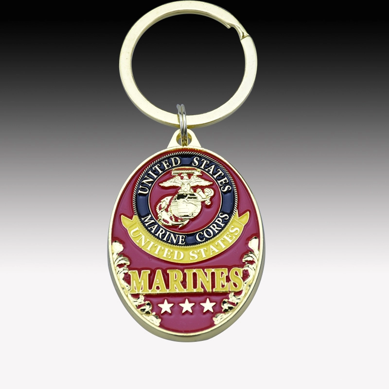 Custom marines keychain good metal soft enamel keychains