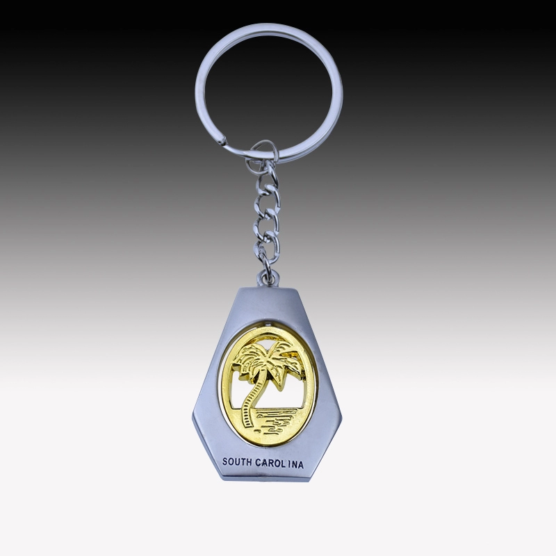 Custom double plating no color south carol ina gold silver keychain