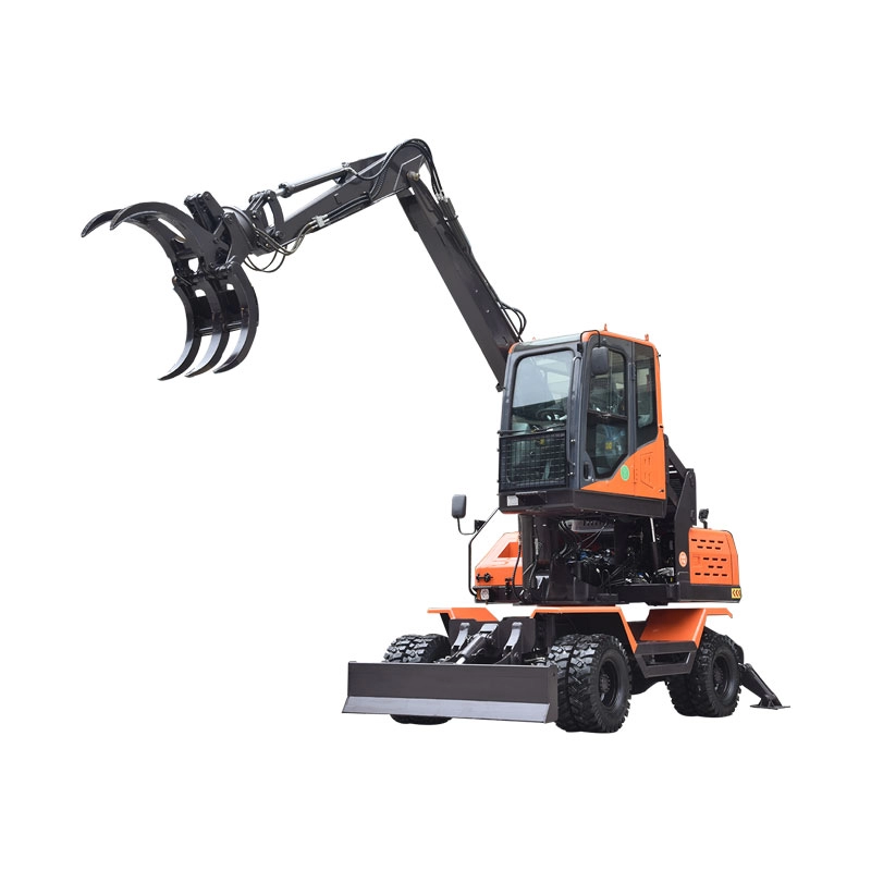 JG100Z 8.6 ton rubber tire excavator with grappling claw