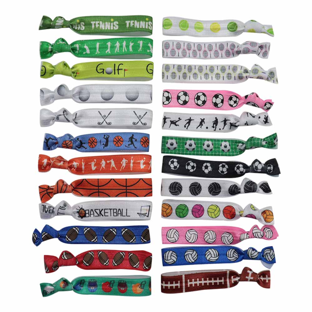 Custom sports competition bracelet basketball soccer football volleyball tennis printed knot hair ties