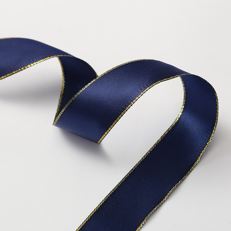 Navy ribbon with gold edge