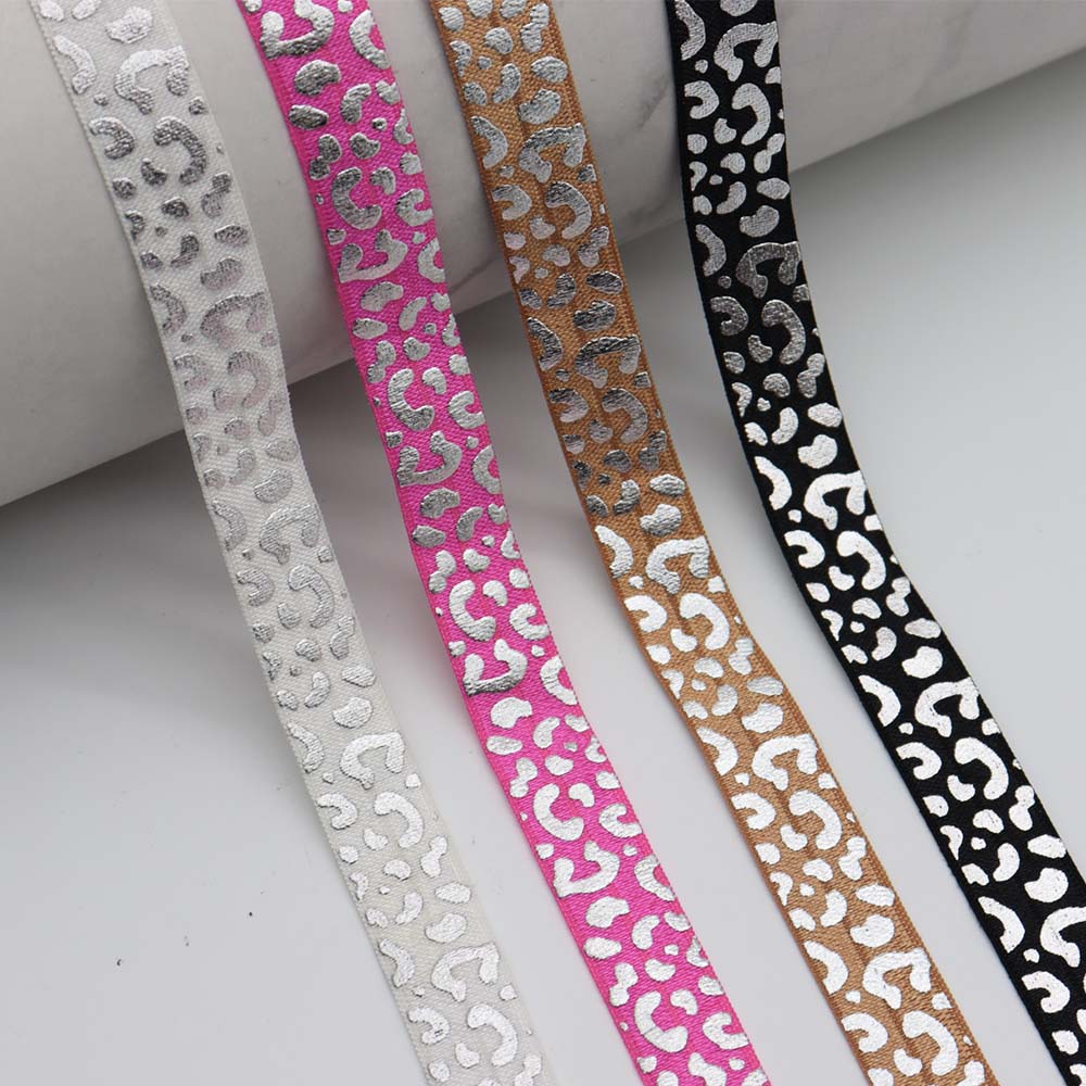 15mm silver foil fold over elastic ribbon