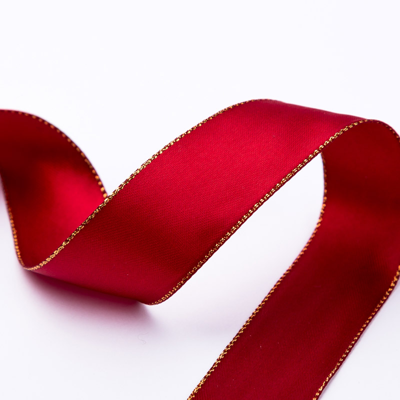 Red ribbon with gold edge