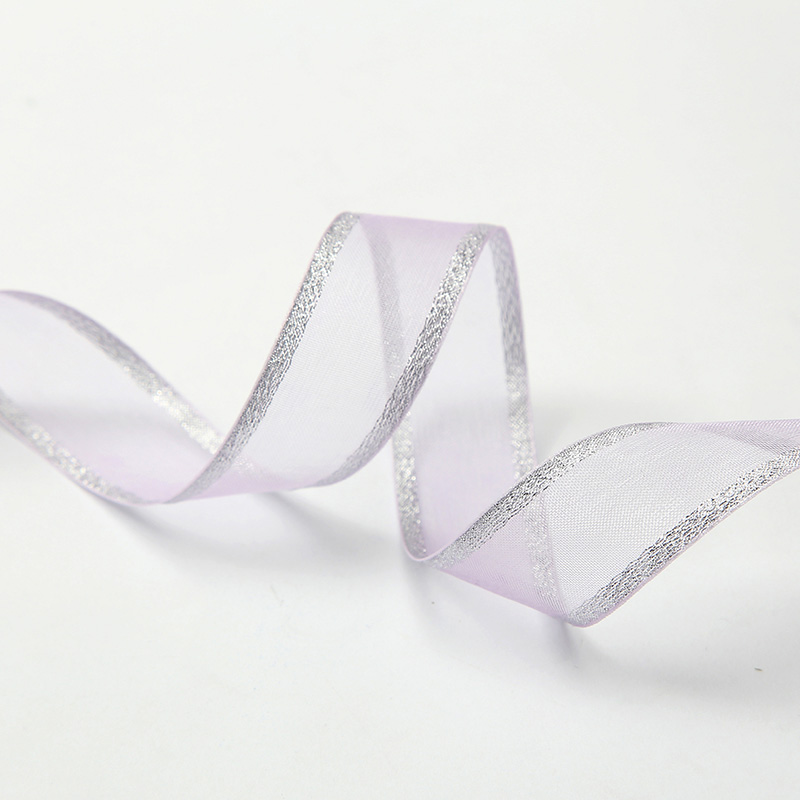 Organza ribbon with silver edge