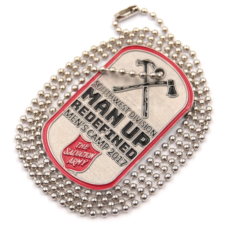Custom mens camp logo necklace dog tag supplier