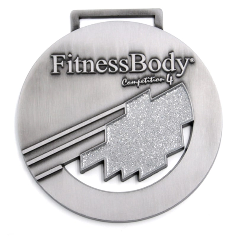 Factory custom zinc alloy glitter fitness body medal