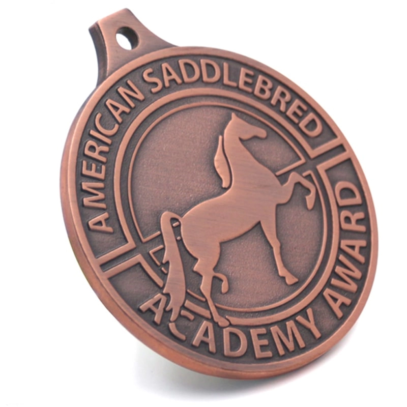 Personalized custom matt copper horse medal