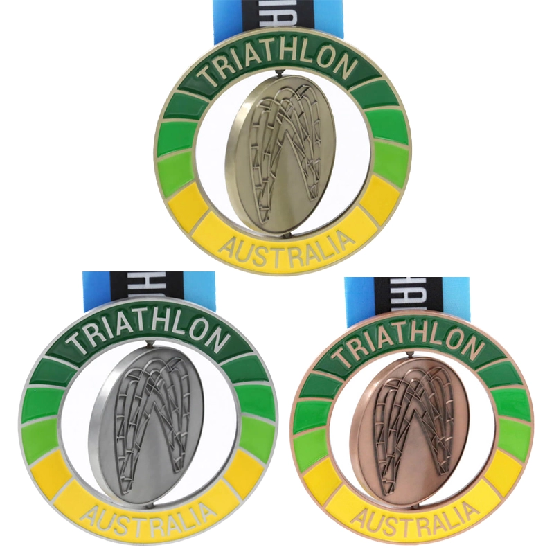 Medal factory custom spinning triathlon medal
