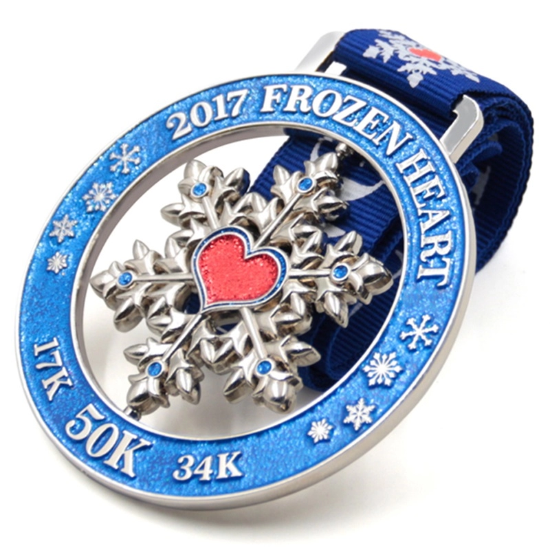 Snowflake hollow cut 50k medal custom factory
