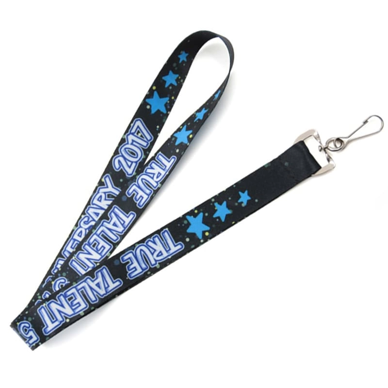 Full color blue logo polyester lanyards wholesale
