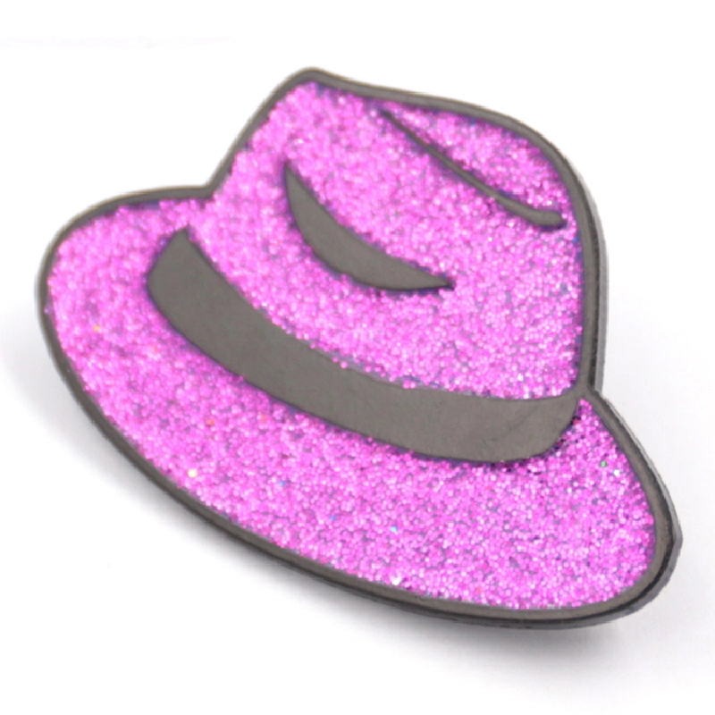 Purple glitter lapel pin custom factory
