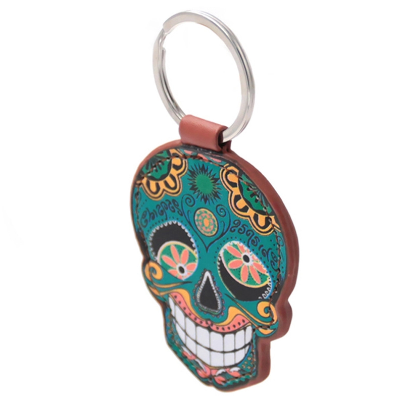 Skull leather keychain wholesale supplier
