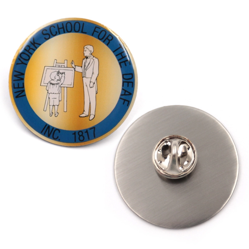 School offset printed pin badge manufacturer