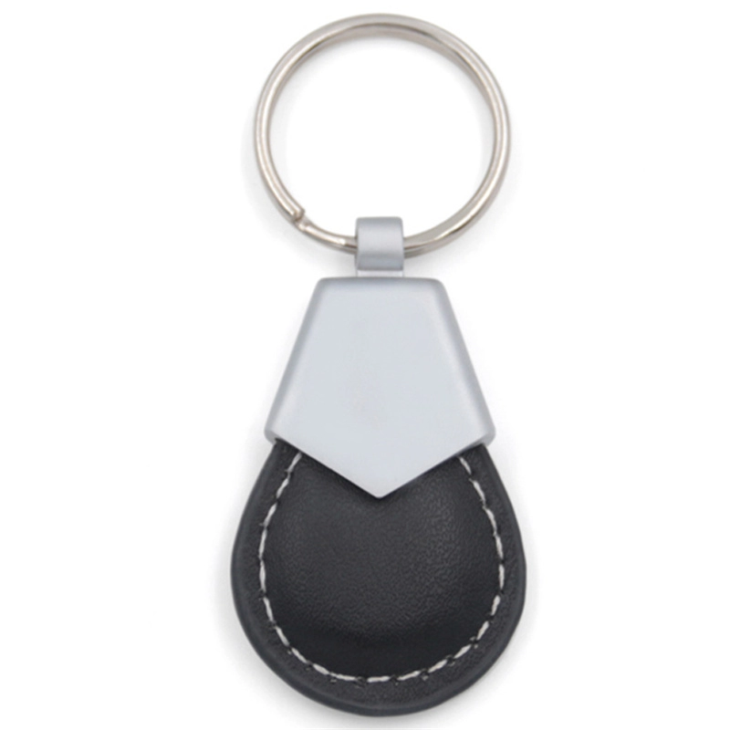 Black water drop leather keychain custom factory
