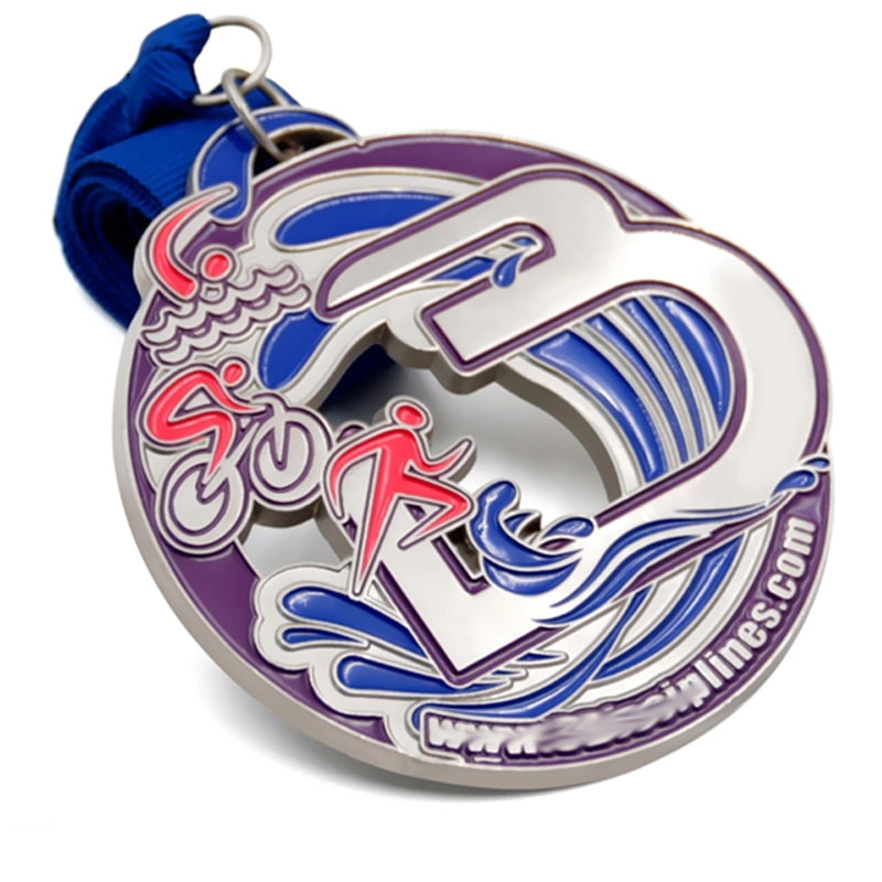 Factory custom swim run bike triathlon medal